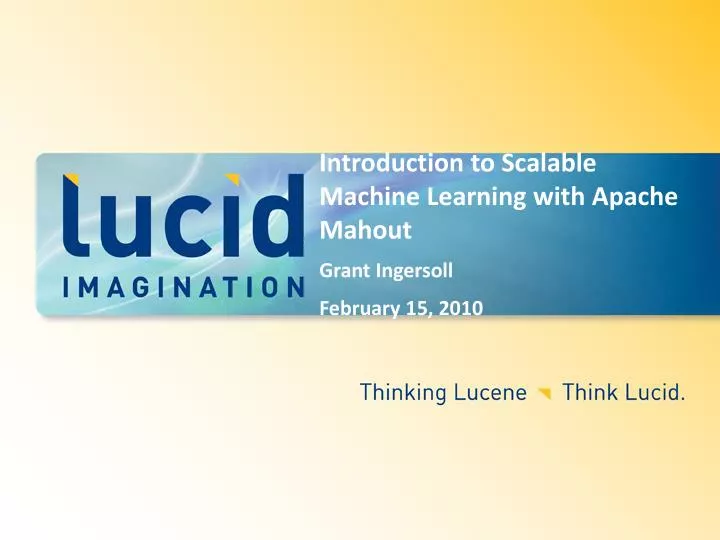 introduction to scalable m achine l earning with apache mahout
