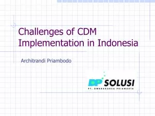 Challenges of CDM Implementation in Indonesia