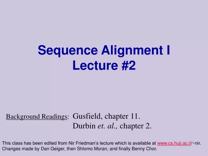 sequence alignment i lecture 2