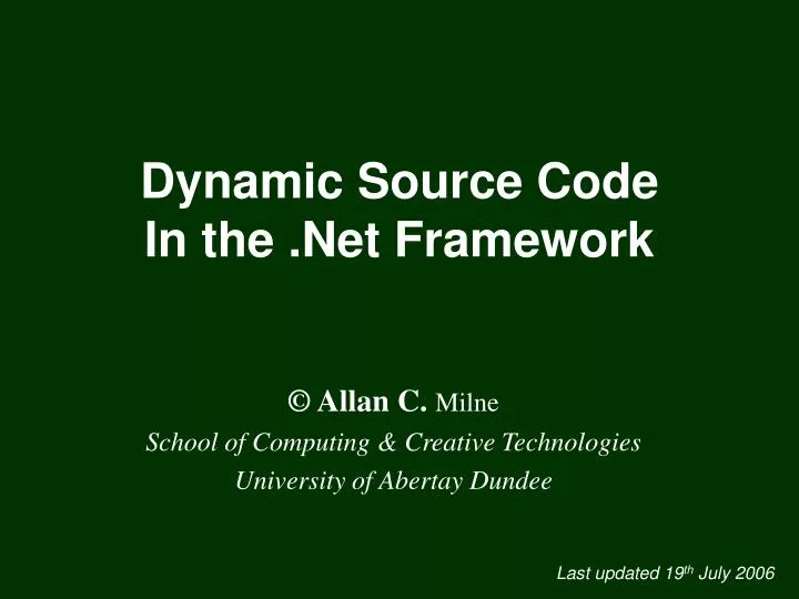 dynamic source code in the net framework