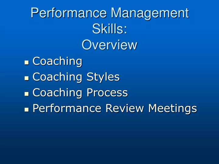 performance management skills overview
