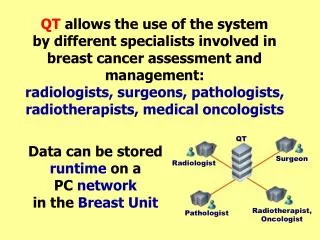 QT allows the use of the system by different specialists involved in breast cancer assessment and management: radiologi