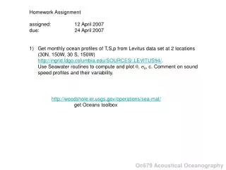 Oc679 Acoustical Oceanography