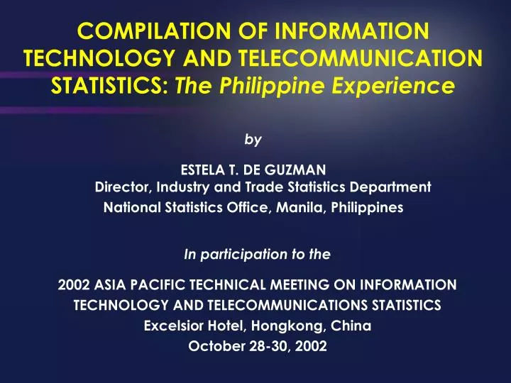 compilation of information technology and telecommunication statistics the philippine experience