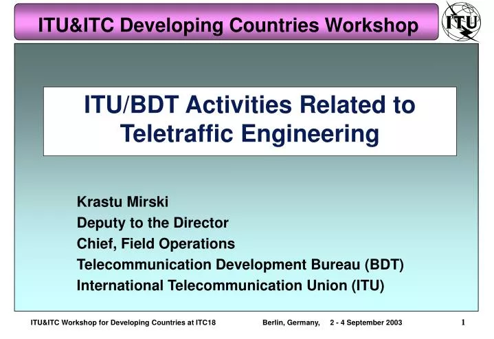itu bdt activities related to teletraffic engineering