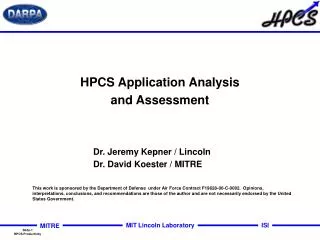 HPCS Application Analysis and Assessment
