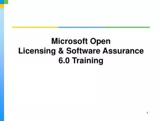Microsoft Open Licensing &amp; Software Assurance 6.0 Training