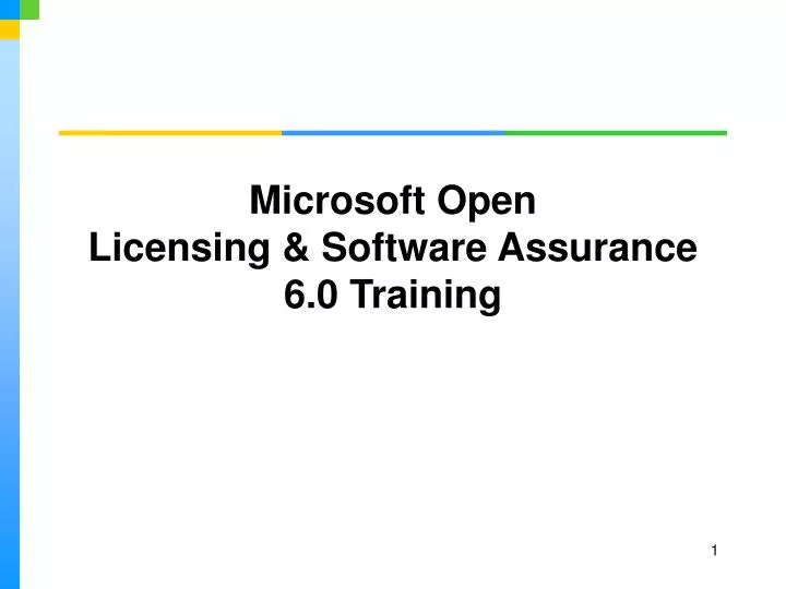microsoft open licensing software assurance 6 0 training