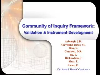 Community of Inquiry Framework: Validation &amp; Instrument Development