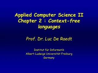 Applied Computer Science II Chapter 2 : Context-free languages