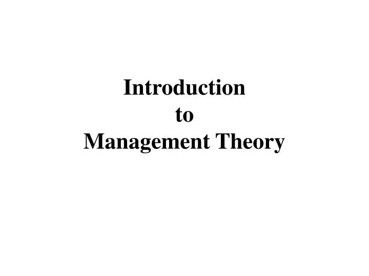 introduction to management theory