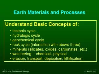 Earth Materials and Processes