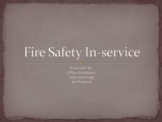 Fire Safety In-service