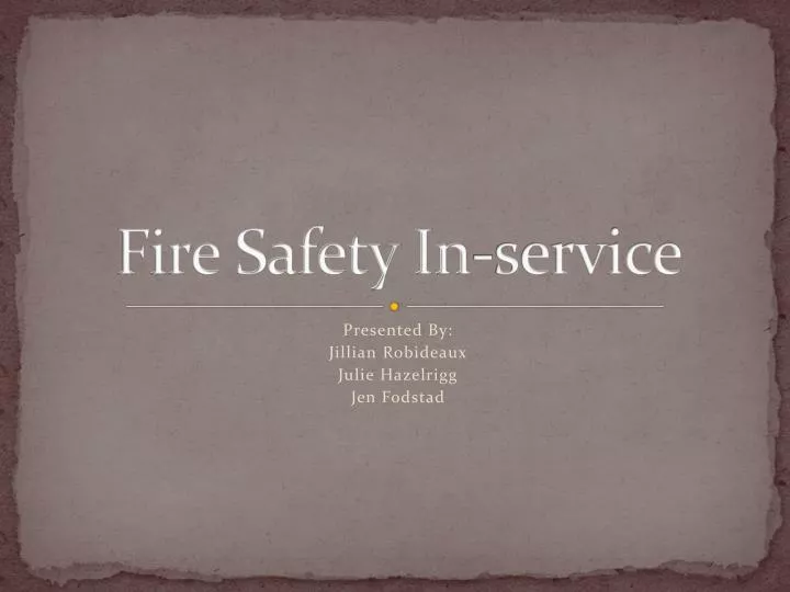 fire safety in service