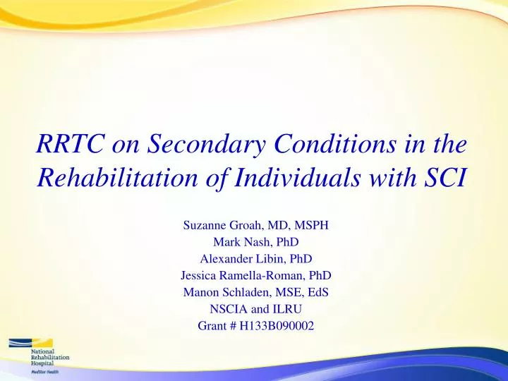 rrtc on secondary conditions in the rehabilitation of individuals with sci