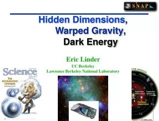 Hidden Dimensions , 	 Warped Gravity , 	 Dark Energy