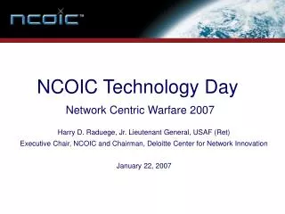 NCOIC Technology Day Network Centric Warfare 2007