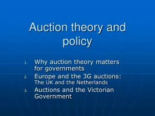 Auction theory and policy