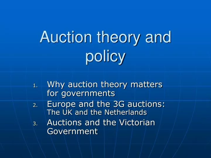 auction theory and policy
