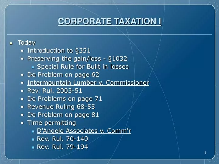 corporate taxation i