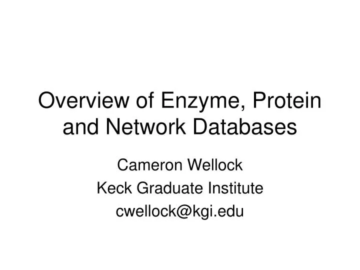 overview of enzyme protein and network databases