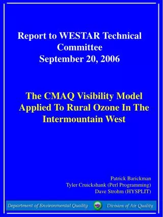 Report to WESTAR Technical Committee September 20, 2006