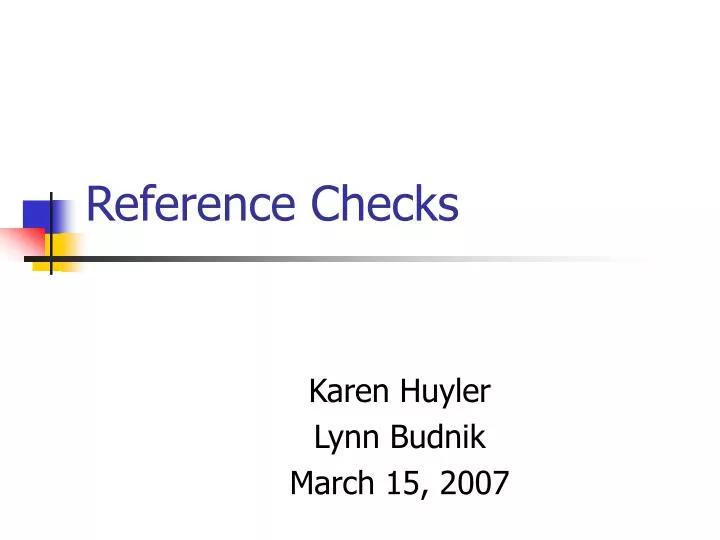 reference checks