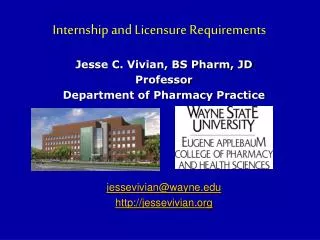 Internship and Licensure Requirements