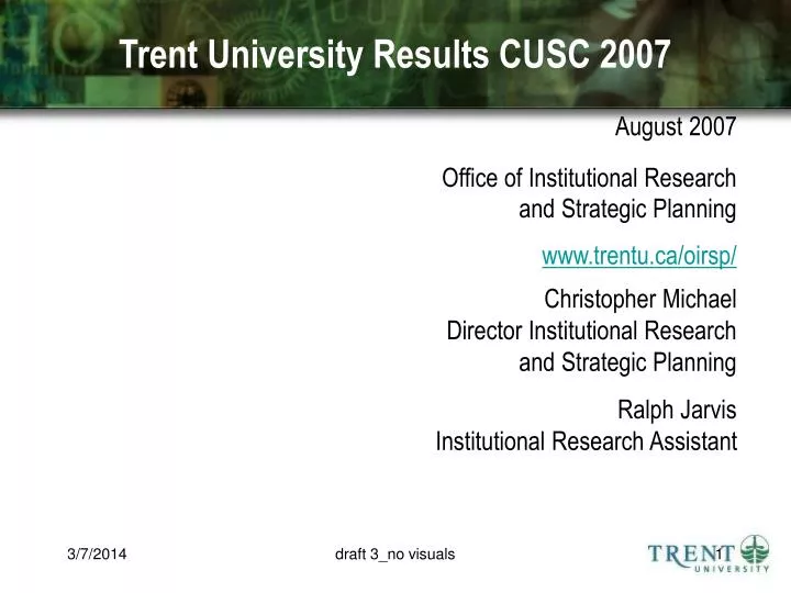 trent university results cusc 2007
