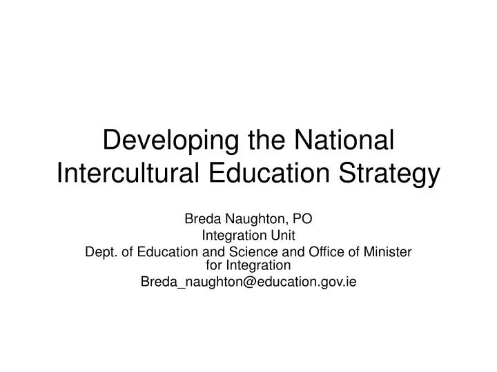developing the national intercultural education strategy