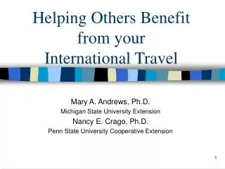 Helping Others Benefit from your International Travel