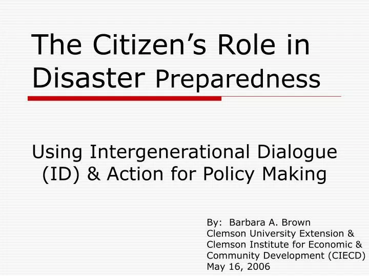 the citizen s role in disaster preparedness