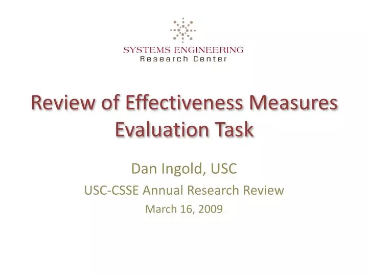 review of effectiveness measures evaluation task