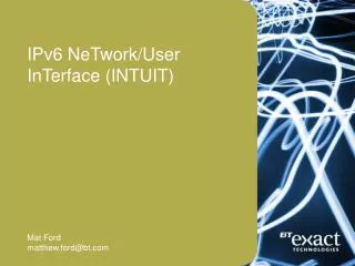 IPv6 NeTwork/User InTerface (INTUIT)