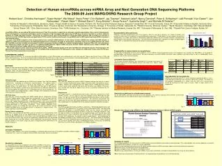 Detection of Human microRNAs across miRNA Array and Next Generation DNA Sequencing Platforms The 2008-09 Joint MARG/DSRG