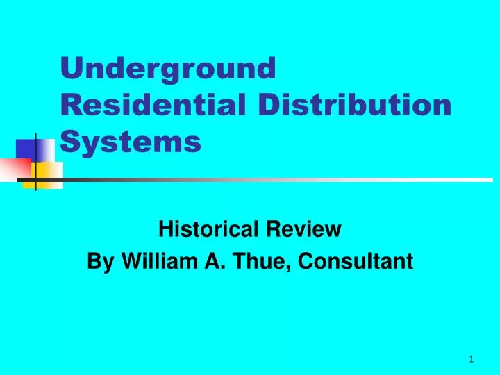 underground residential distribution systems