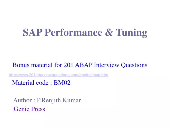 sap performance tuning