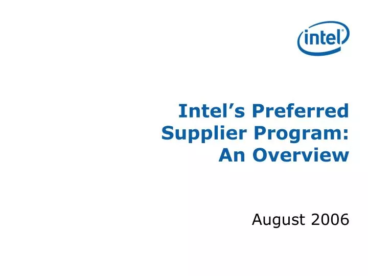 intel s preferred supplier program an overview