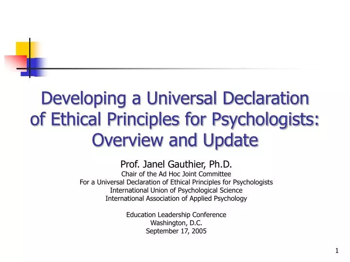 developing a universal declaration of ethical principles for psychologists overview and update