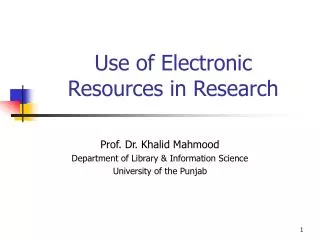 Use of Electronic Resources in Research