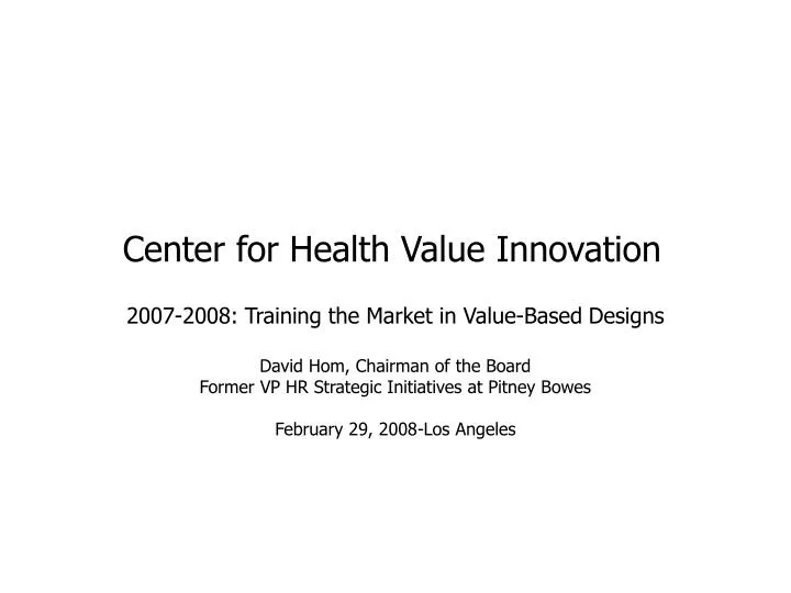 center for health value innovation