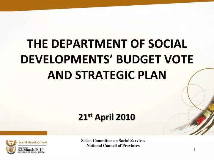 the department of social developments budget vote and strategic plan