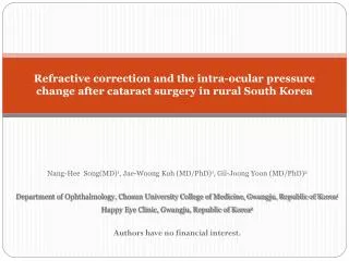 Refractive correction and the intra-ocular pressure change after cataract surgery in rural South Korea