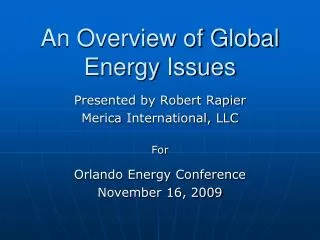 An Overview of Global Energy Issues
