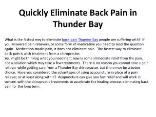 Quickly Eliminate Back Pain in Thunder Bay