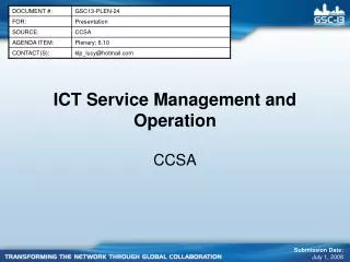 ICT Service Management and Operation