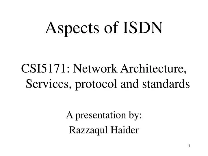 aspects of isdn