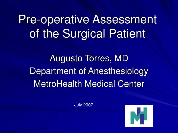 pre operative assessment of the surgical patient