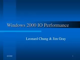 Windows 2000 IO Performance