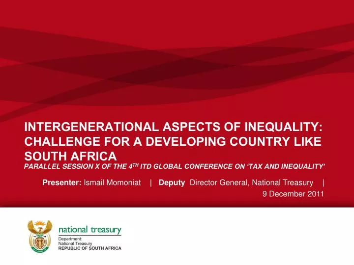 intergenerational aspects of inequality challenge for a developing country like south africa